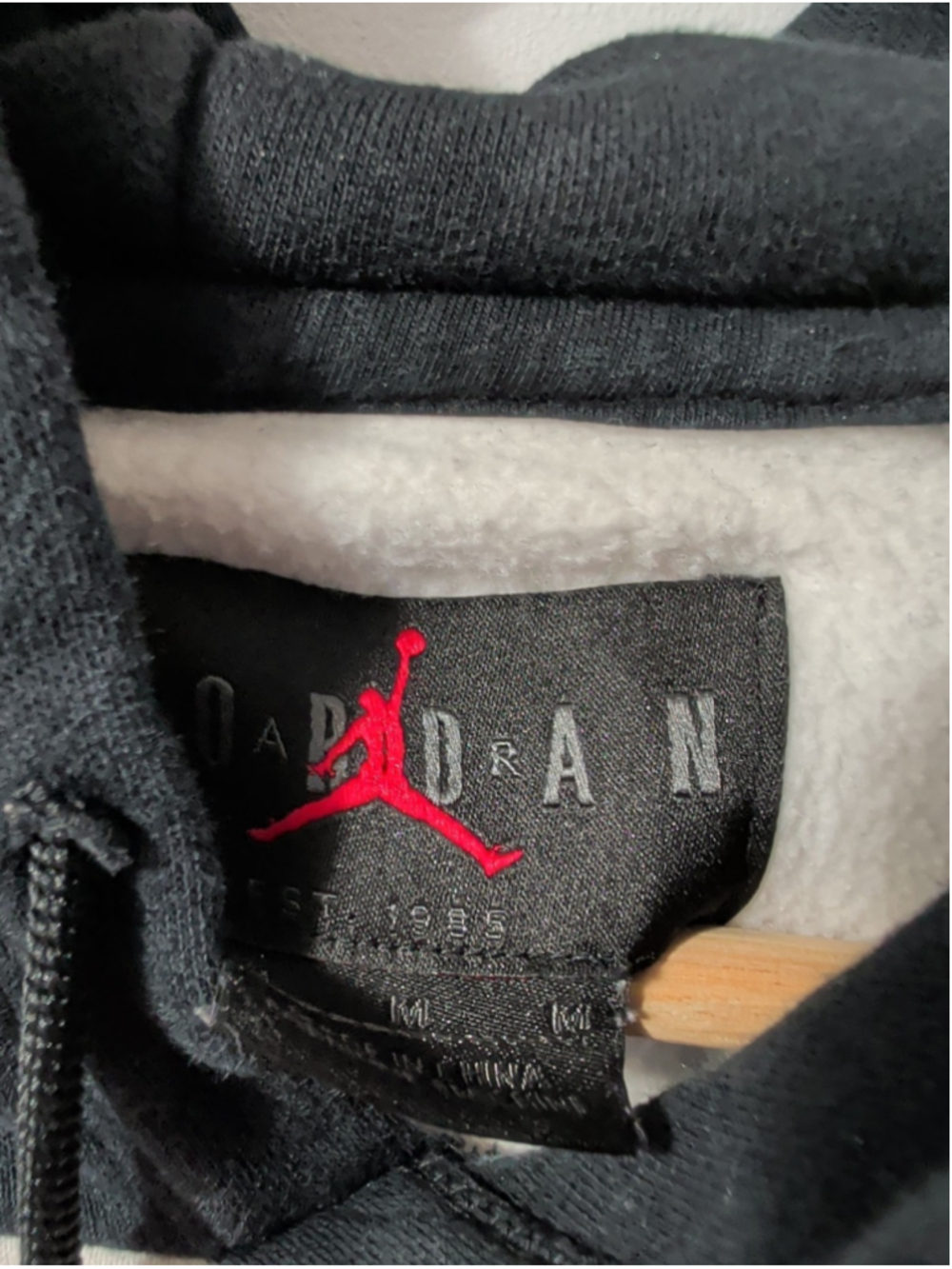 Air Jordan Hoodie Mens M Black White Sweatshirt Jumpman Embroidered Logo *Stains - Picture 5 of 12